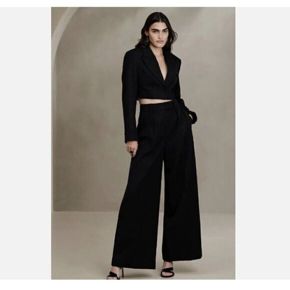 Banana Republic Pants - Banana Republic Black CARA Wide-Leg Wool Size 6 Pants - RETAIL $170
